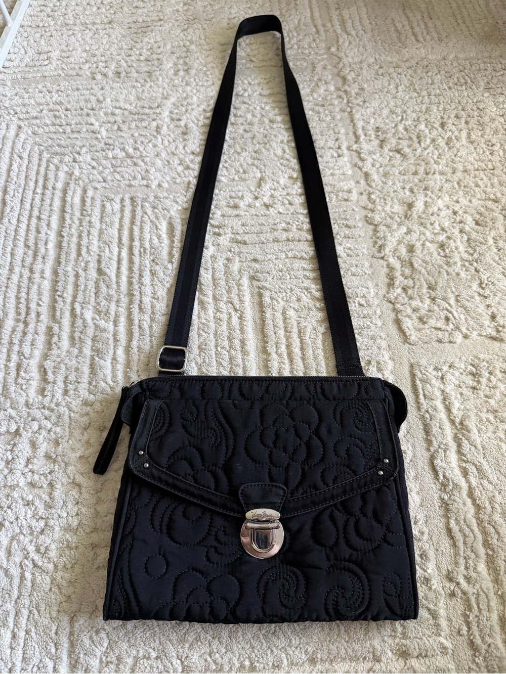 Vera Bradley Black Quilted Cottage Core Crossbody Bag
